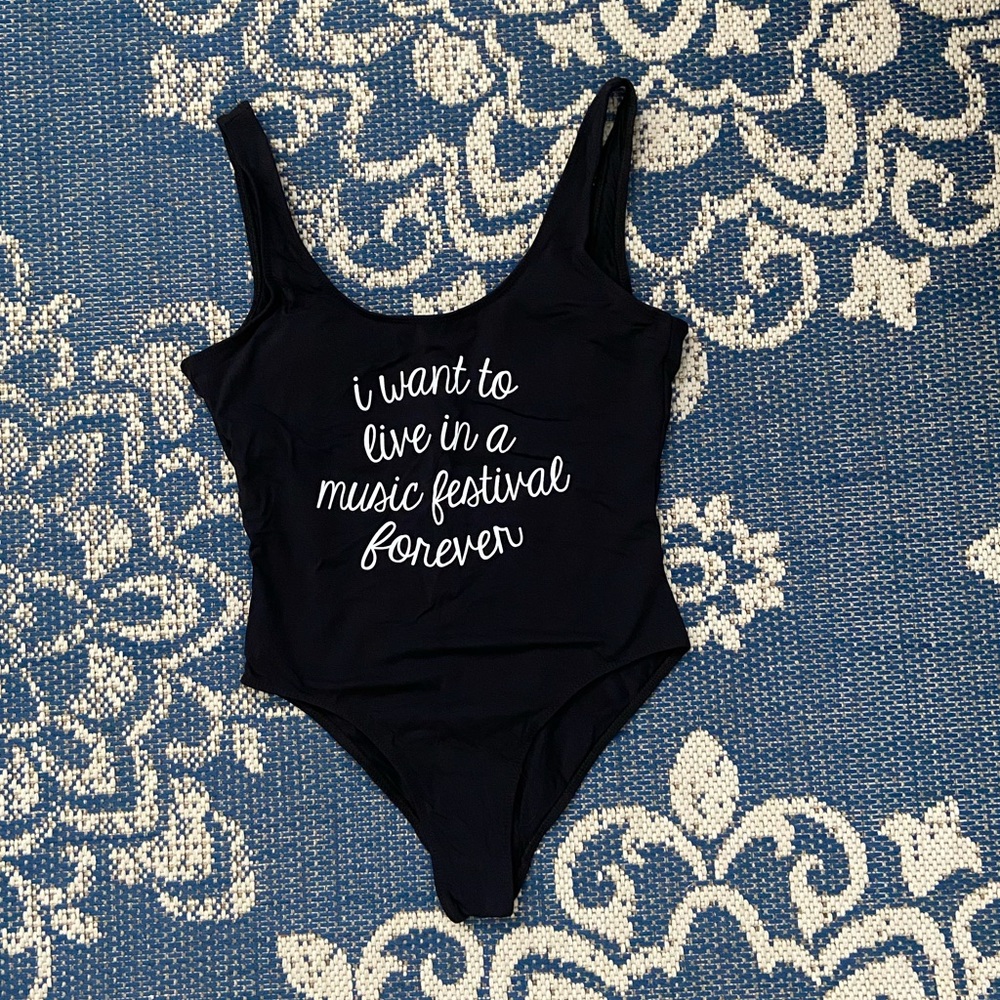 Black Graphic Swimsuit